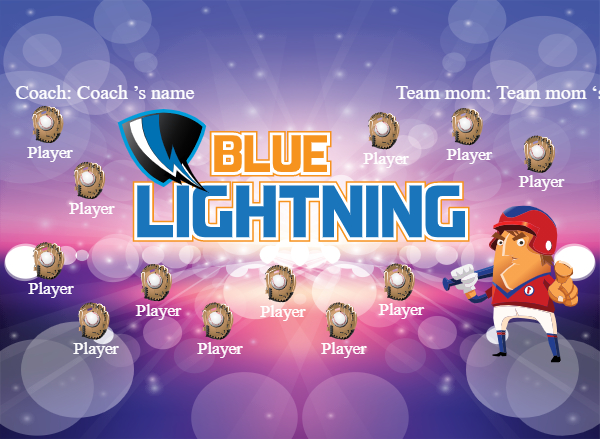 Blue Lightning 2 Softball Banner softball banner maker images